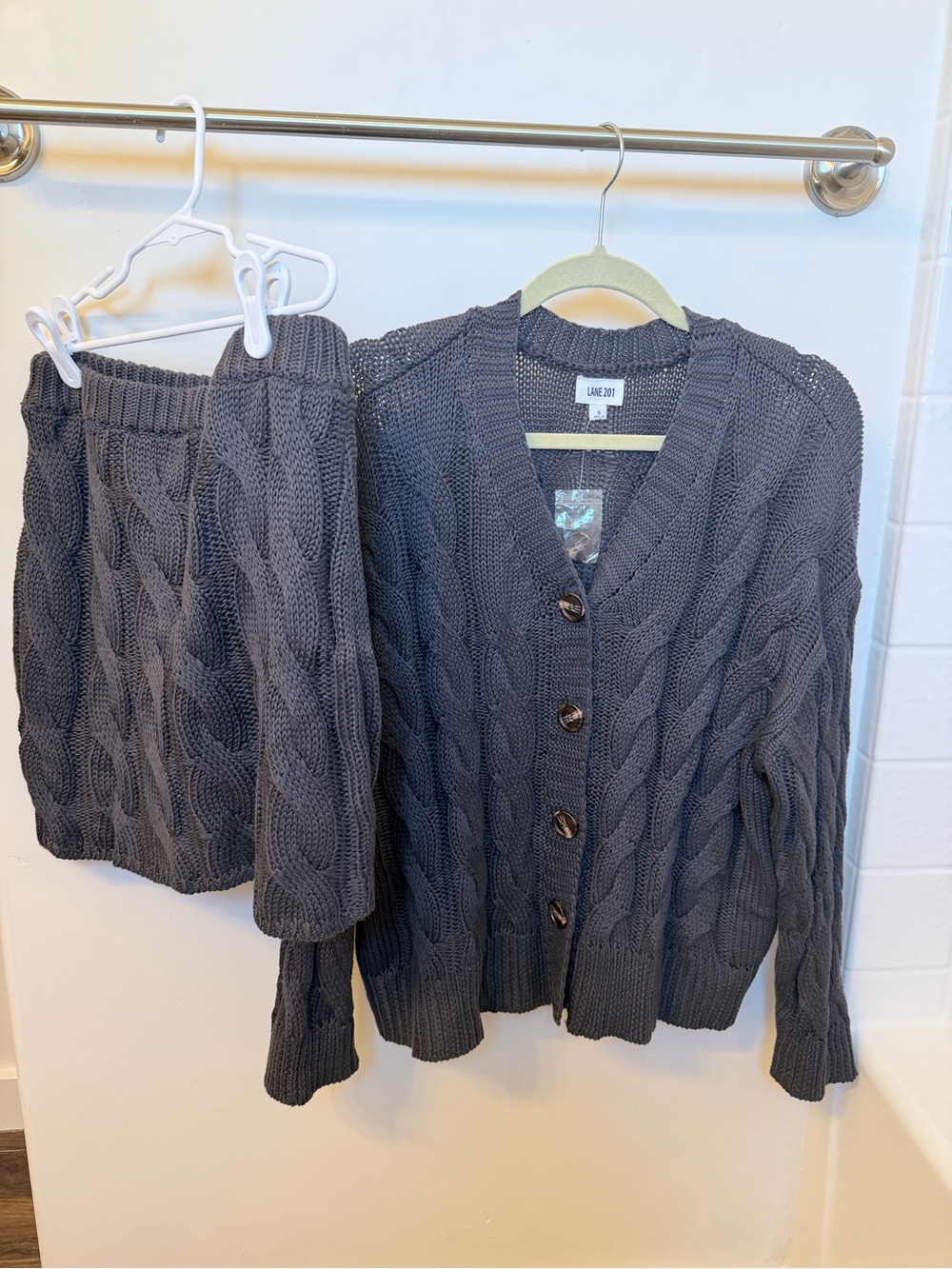 Knit cardigan sweater/skirt set